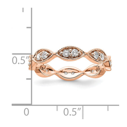 14k Rose Gold Polished Size 7 Vintage Pave 1/2 carat Diamond Complete Eternity Band