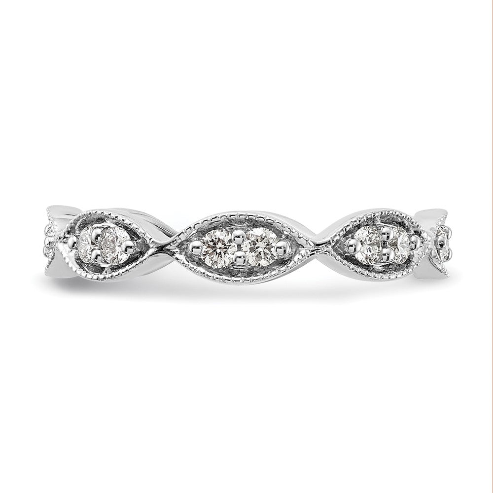 14k White Gold Polished Size 7.5 Vintage Pave 1/2 carat Diamond Complete Eternity Band