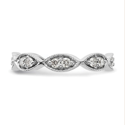 14k White Gold Polished Size 7.5 Vintage Pave 1/2 carat Diamond Complete Eternity Band