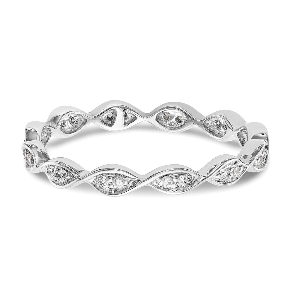 14k White Gold Polished Size 7.5 Vintage Pave 1/2 carat Diamond Complete Eternity Band