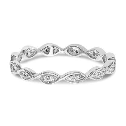 14k White Gold Polished Size 7.5 Vintage Pave 1/2 carat Diamond Complete Eternity Band