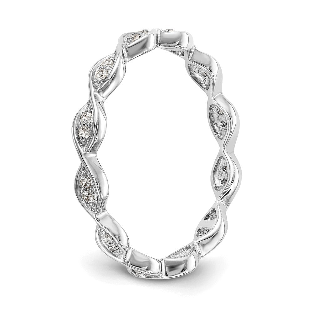 14k White Gold Polished Size 7.5 Vintage Pave 1/2 carat Diamond Complete Eternity Band