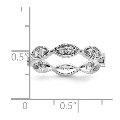 14k White Gold Polished Size 7.5 Vintage Pave 1/2 carat Diamond Complete Eternity Band