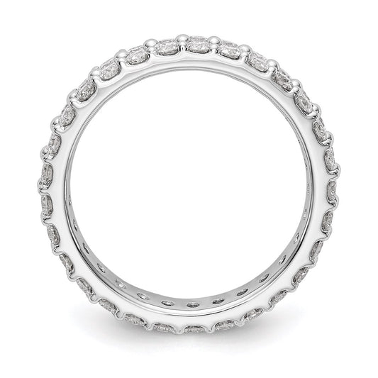 True Origin 14K White Gold 2 carat Lab Grown Diamond VS+ F+ Complete Double Row Size 6 Eternity Band