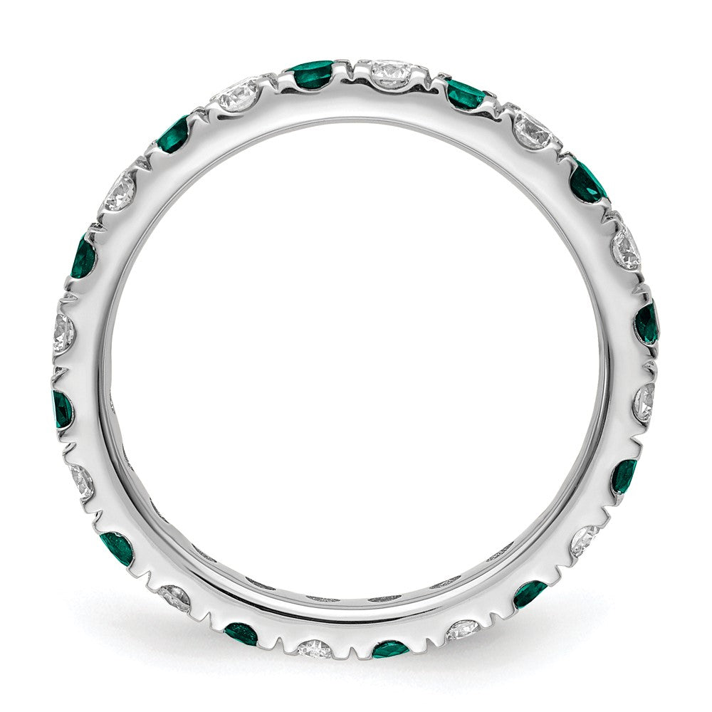 14k White Gold 3/4 carat Lab Grown Diamond VS/SI+ G+ and Lab Created Alexandrite Size 7 Eternity Band