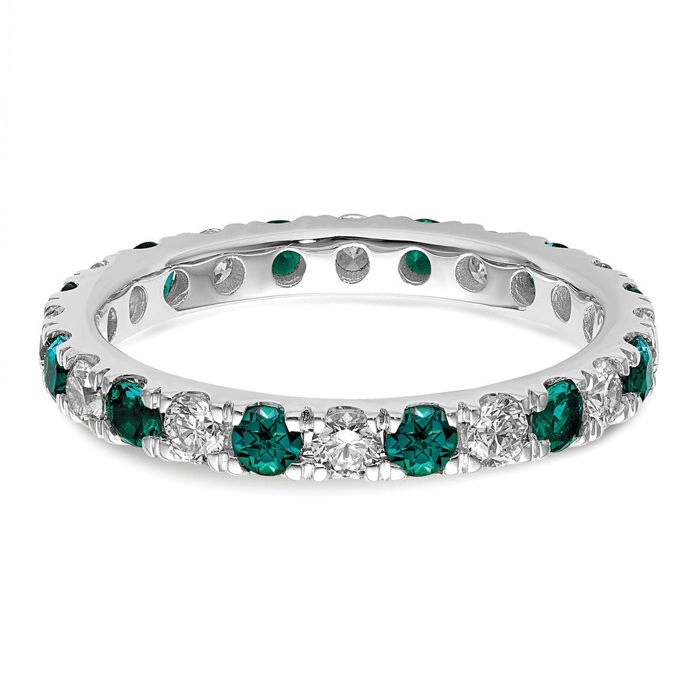 14k White Gold 3/4 carat Lab Grown Diamond VS/SI+ G+ and Lab Created Alexandrite Size 7 Eternity Band