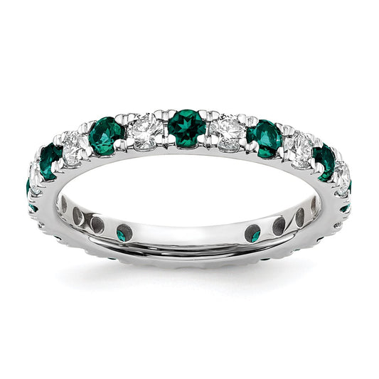 14k White Gold 3/4 carat Lab Grown Diamond VS/SI+ G+ and Lab Created Alexandrite Size 7 Eternity Band