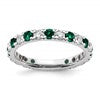 14k White Gold 7/8 carat Lab Grown Diamond VS/SI+ G+ and Lab Created Emerald Size 8 Eternity Band