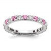 14k White Gold 7/8 carat Lab Grown Diamond VS/SI+ G+ and Lab Created Pink Sapphire Comp Eternity Bandd