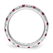 14k White Gold 3/8 carat Lab Grown Diamond VS/SI+ G+ and Lab Created Ruby Size 5 Eternity Band