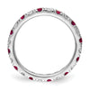 14k White Gold 3/8 carat Lab Grown Diamond VS/SI+ G+ and Lab Created Ruby Size 5 Eternity Band