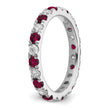 14k White Gold 3/8 carat Lab Grown Diamond VS/SI+ G+ and Lab Created Ruby Size 5 Eternity Band