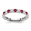 14k White Gold 7/8 carat Lab Grown Diamond VS/SI+ G+ and Lab Created Ruby Size 8 Eternity Band