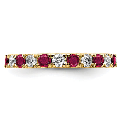 14k 3/4 carat Lab Grown Diamond VS/SI+ G+ and Lab Created Ruby Size 7.5 Eternity Band