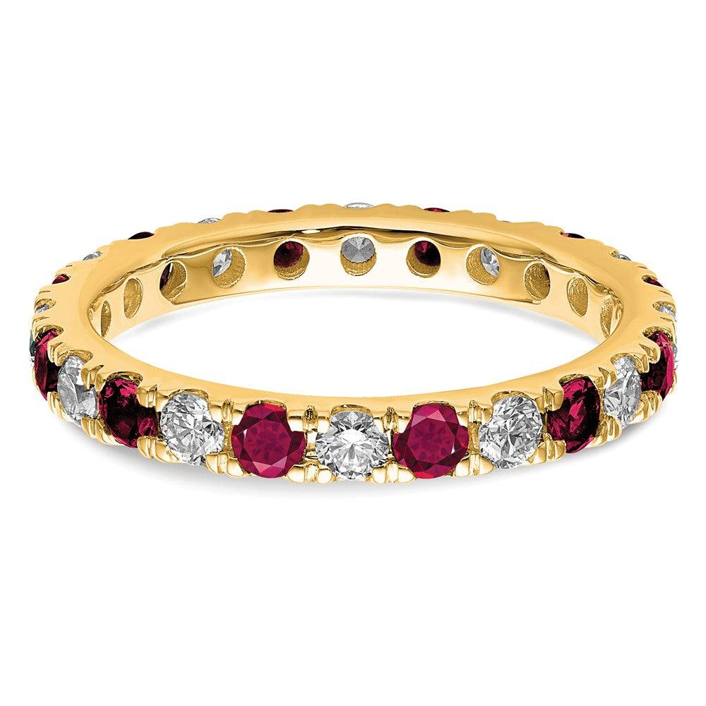14k 3/8 carat Lab Grown Diamond VS/SI+ G+ and Lab Created Ruby Size 5 Eternity Band