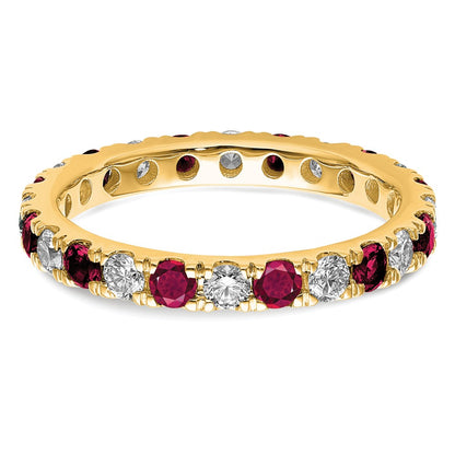 14k 3/4 carat Lab Grown Diamond VS/SI+ G+ and Lab Created Ruby Size 6 Eternity Band