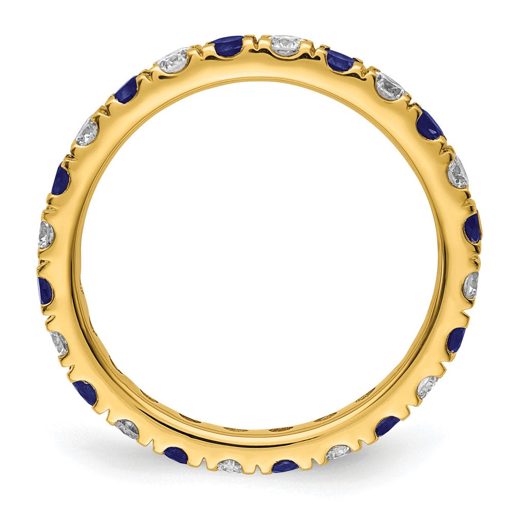 14k 3/4 carat Lab Grown Diamond VS/SI+ G+ and Lab Created Blue Sapphire Size 6.5 Eternity Band