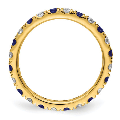 14k 7/8 carat Lab Grown Diamond VS/SI+ G+ and Lab Created Blue Sapphire Size 8 Eternity Band