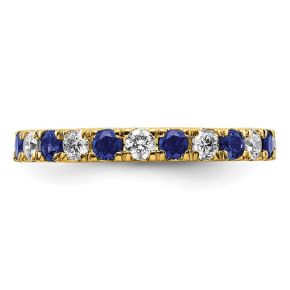 14k 3/4 carat Lab Grown Diamond VS/SI+ G+ and Lab Created Blue Sapphire Size 6.5 Eternity Band