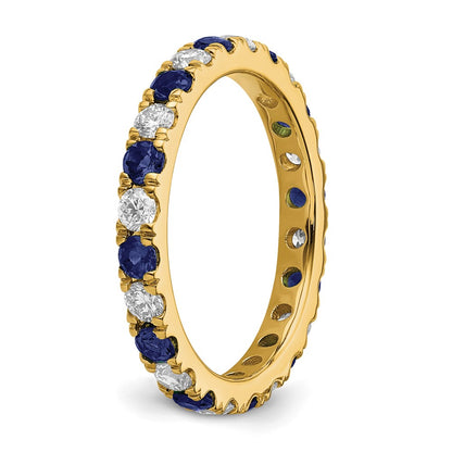 14k 3/4 carat Lab Grown Diamond VS/SI+ G+ and Lab Created Blue Sapphire Size 4 Eternity Band