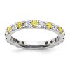 14k White Gold 3/4 carat Lab Grown Diamond VS/SI+ G+ and Lab Created Yellow Sapphire Size 6.5 Eternity Band