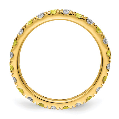 14k 3/4 carat Lab Grown Diamond VS/SI+ G+ and Lab Created Yellow Sapphire Size 5.5 Eternity Band