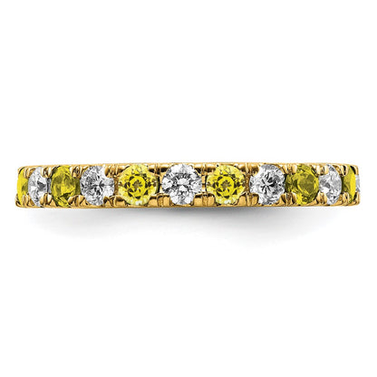 14k 7/8 carat Lab Grown Diamond VS/SI+ G+ and Lab Created Yellow Sapphire Size 8.5 Eternity Band