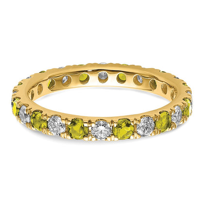 14k 3/4 carat Lab Grown Diamond VS/SI+ G+ and Lab Created Yellow Sapphire Size 6.5 Eternity Band