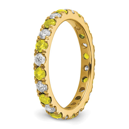 14k 3/4 carat Lab Grown Diamond VS/SI+ G+ and Lab Created Yellow Sapphire Size 5.5 Eternity Band