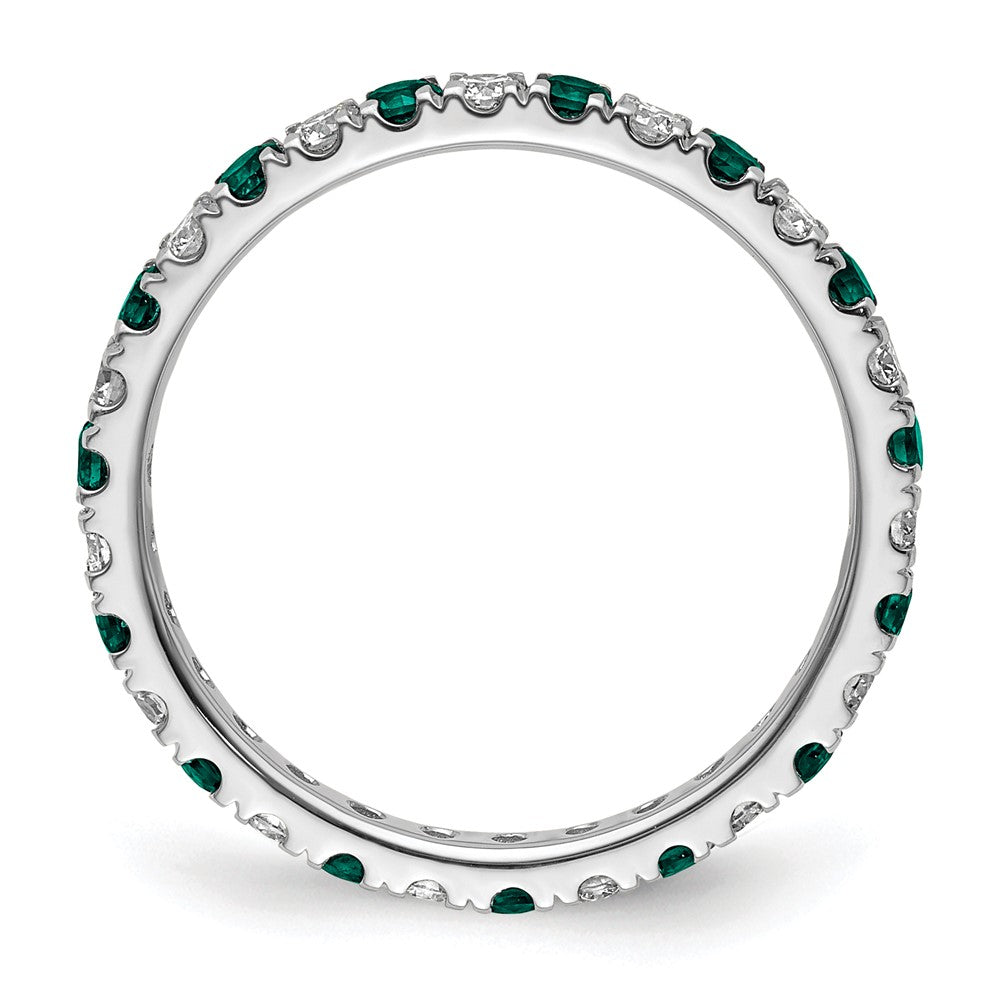 14k White Gold 1/2 carat Lab Grown Diamond VS/SI+ G+ and Lab Created Alexandrite Size 5.5 Eternity Band