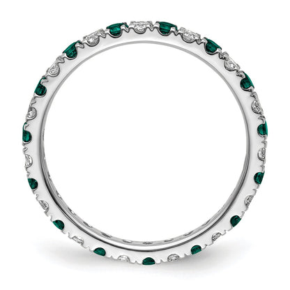 14k White Gold 1/2 carat Lab Grown Diamond VS/SI+ G+ and Lab Created Alexandrite Size 5.5 Eternity Band