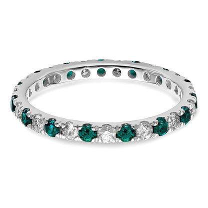 14k White Gold 1/2 carat Lab Grown Diamond VS/SI+ G+ and Lab Created Alexandrite Size 7.5 Eternity Band