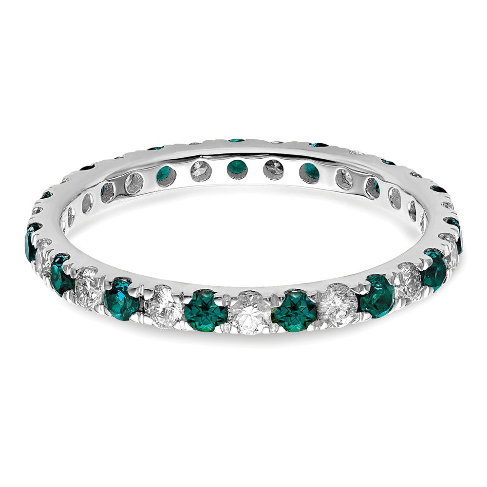 14k White Gold 1/2 carat Lab Grown Diamond VS/SI+ G+ and Lab Created Alexandrite Size 5.5 Eternity Band