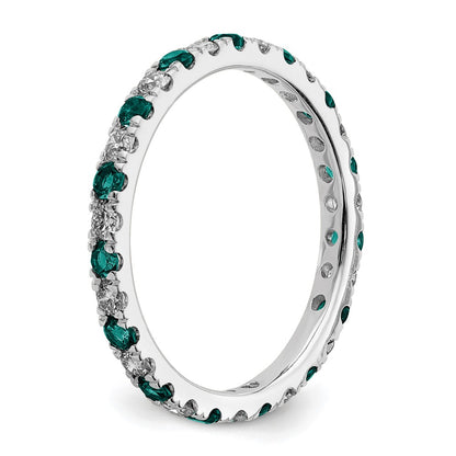 14k White Gold 3/8 carat Lab Grown Diamond VS/SI+ G+ and Lab Created Alexandrite Size 5 Eternity Band