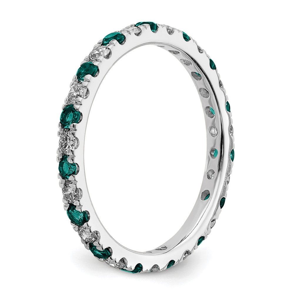14k White Gold 1/2 carat Lab Grown Diamond VS/SI+ G+ and Lab Created Alexandrite Size 5.5 Eternity Band
