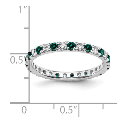 14k White Gold 1/2 carat Lab Grown Diamond VS/SI+ G+ and Lab Created Alexandrite Size 6.5 Eternity Band