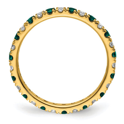 14k 3/8 carat Lab Grown Diamond VS/SI+ G+ and Lab Created Alexandrite Size 4.5 Eternity Band