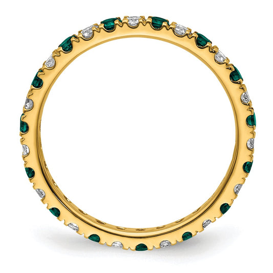 14k 3/8 carat Lab Grown Diamond VS/SI+ G+ and Lab Created Alexandrite Size 4.5 Eternity Band