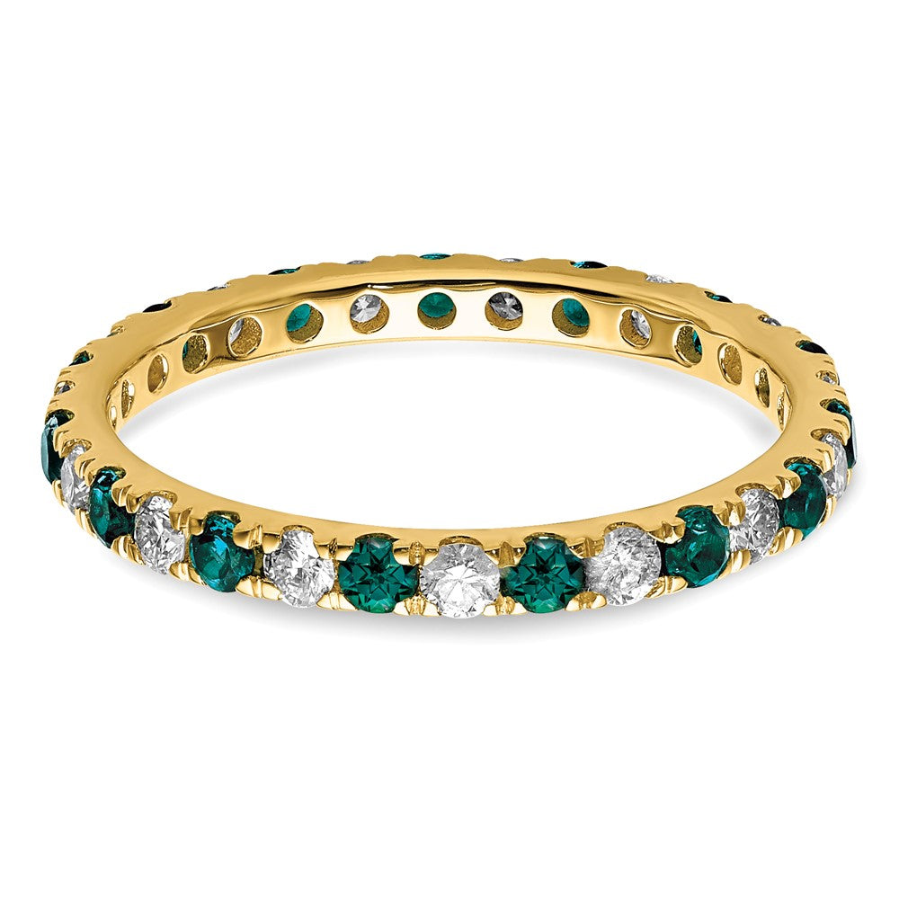 14k 3/8 carat Lab Grown Diamond VS/SI+ G+ and Lab Created Alexandrite Size 4.5 Eternity Band