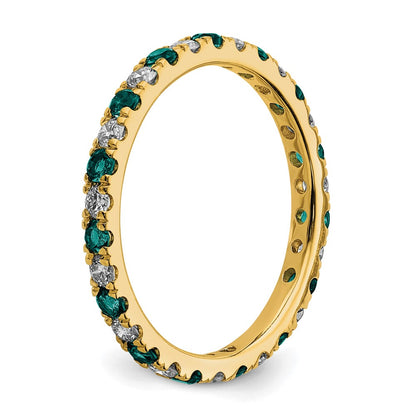 14k 3/8 carat Lab Grown Diamond VS/SI+ G+ and Lab Created Alexandrite Size 4.5 Eternity Band