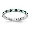14k White Gold 3/8 carat Lab Grown Diamond VS/SI+ G+ and Lab Created Emerald Size 5 Eternity Band