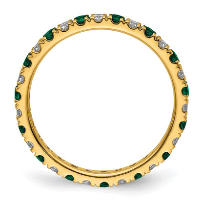 14k 1/2 carat Lab Grown Diamond VS/SI+ G+ and Lab Created Emerald Size 9 Eternity Band