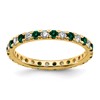 14k 3/8 carat Lab Grown Diamond VS/SI+ G+ and Lab Created Emerald Size 5 Eternity Band