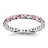 14k White Gold 1/2 carat Lab Grown Diamond VS/SI+ G+ and Lab Created Pink Sapphire Size 6.5 Eternity Band