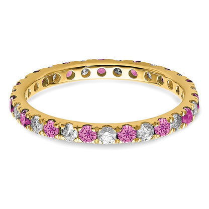 14k 1/2 carat Lab Grown Diamond VS/SI+ G+ and Lab Created Pink Sapphire Size 6 Eternity Band