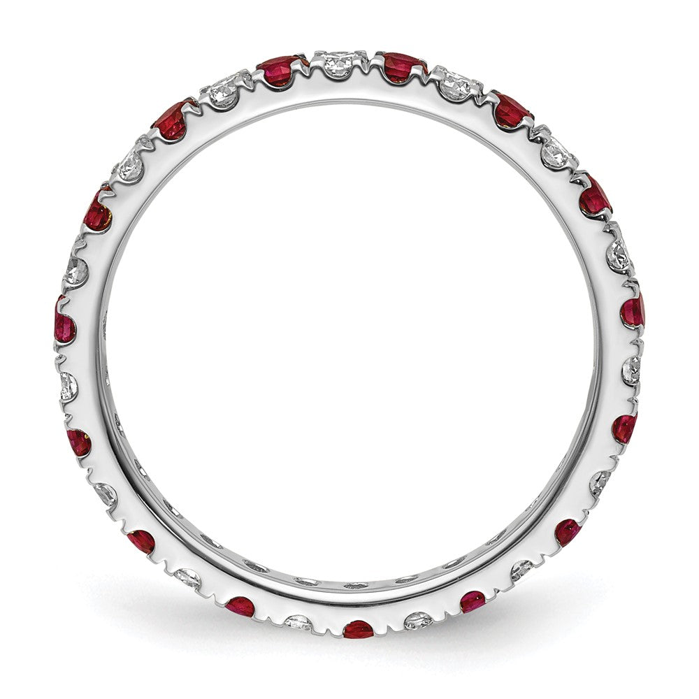 14k White Gold 1/2 carat Lab Grown Diamond VS/SI+ G+ and Lab Created Ruby Size 6.5 Eternity Band