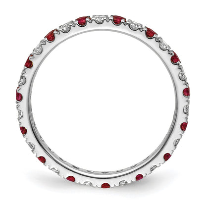 14k White Gold 1/2 carat Lab Grown Diamond VS/SI+ G+ and Lab Created Ruby Size 7 Eternity Band