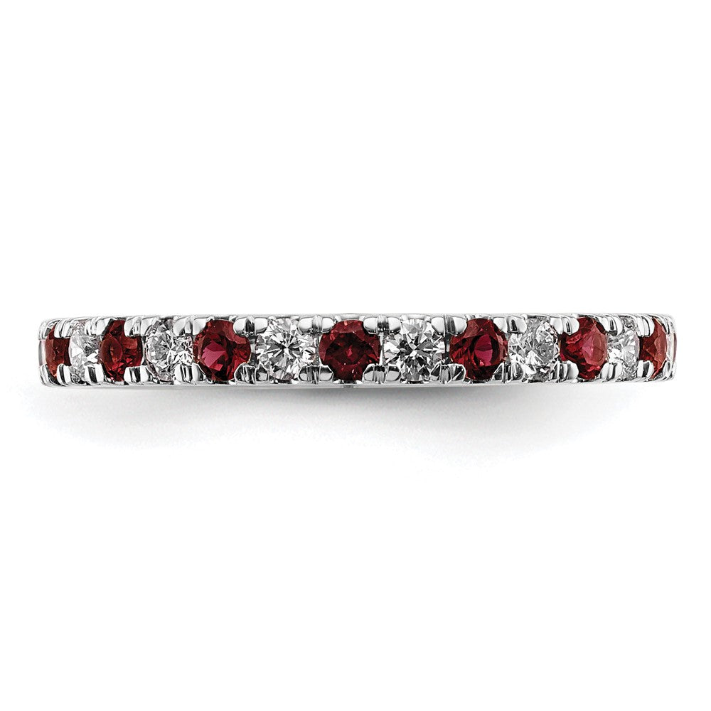 14k White Gold 1/2 carat Lab Grown Diamond VS/SI+ G+ and Lab Created Ruby Size 6 Eternity Band