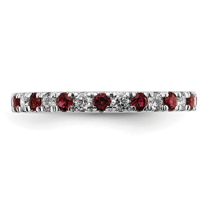 14k White Gold 1/2 carat Lab Grown Diamond VS/SI+ G+ and Lab Created Ruby Size 6 Eternity Band