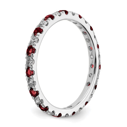 14k White Gold 1/2 carat Lab Grown Diamond VS/SI+ G+ and Lab Created Ruby Size 9 Eternity Band
